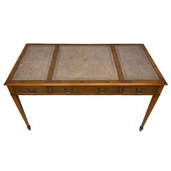 Bevan Funnell reprodux Georgian style yew wood library table, with leather top 