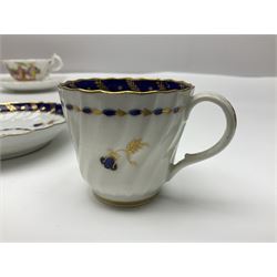 18th century and later ceramics, including Newhall bat printed cup and saucer, decorated with classical depictions of a mother and child, Newhall Boy in the Window pattern tea bowl, Royal Worcester tea bowl and saucer and other teacups, tea bowls and saucers