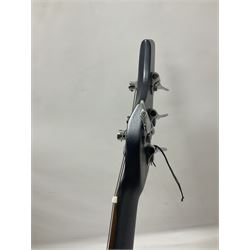 Music Man Bongo 4 string bass guitar, in sapphire black finish, serial no F42547, in black Music Man hard case, guitar L113cm