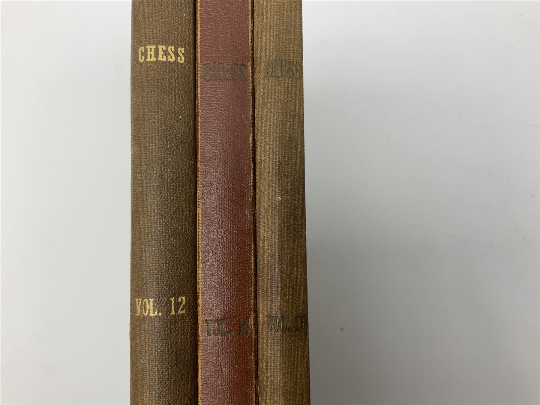 Three bound volumes of 'Chess' magazine 1946-50; fifteen issues of 'The BCCA Magazine' 1949-51; Chess Olympiad books 1970 &1972; and other books and pamphlets of chess interest