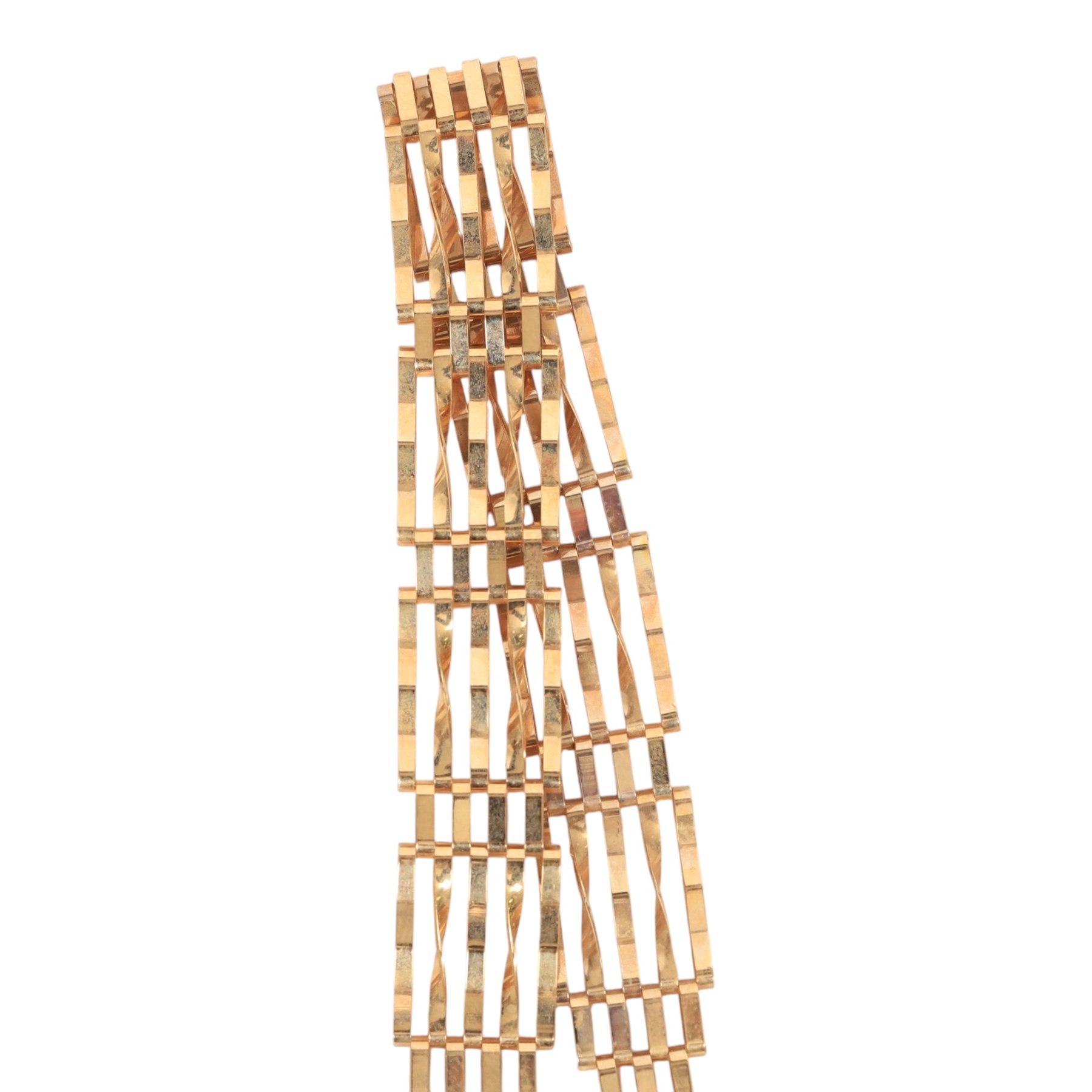 9ct gold five bar gate bracelet, with heart clasp, hallmarked
