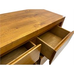 Sirene Design Ltd - contemporary solid ash 'Faro' sideboard or low unit, fitted with bank of eight uniform drawers, on square feet