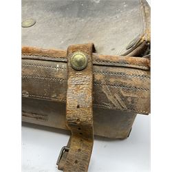 19th century leather suitcase, with brass plaque to cover engraved 'C R F Lutwidge Esq', the pink silk and white kid leather interior with pouch and edging impressed with gilt lettering reading 'By Appointment of Prince of Wales J W Allen 37 Strand Maker Prize Medal Awarded', H21cm, W73cm, Notes: Charles R. Fletcher Lutwidge, was mayor of Tunbridge Wells between 1895-1898, and again between 1901-1902