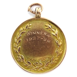  Gold and enamel medal 'Yeadon Hospital School Boys Cup Comp', hallmarked 9ct, approx 9gm  