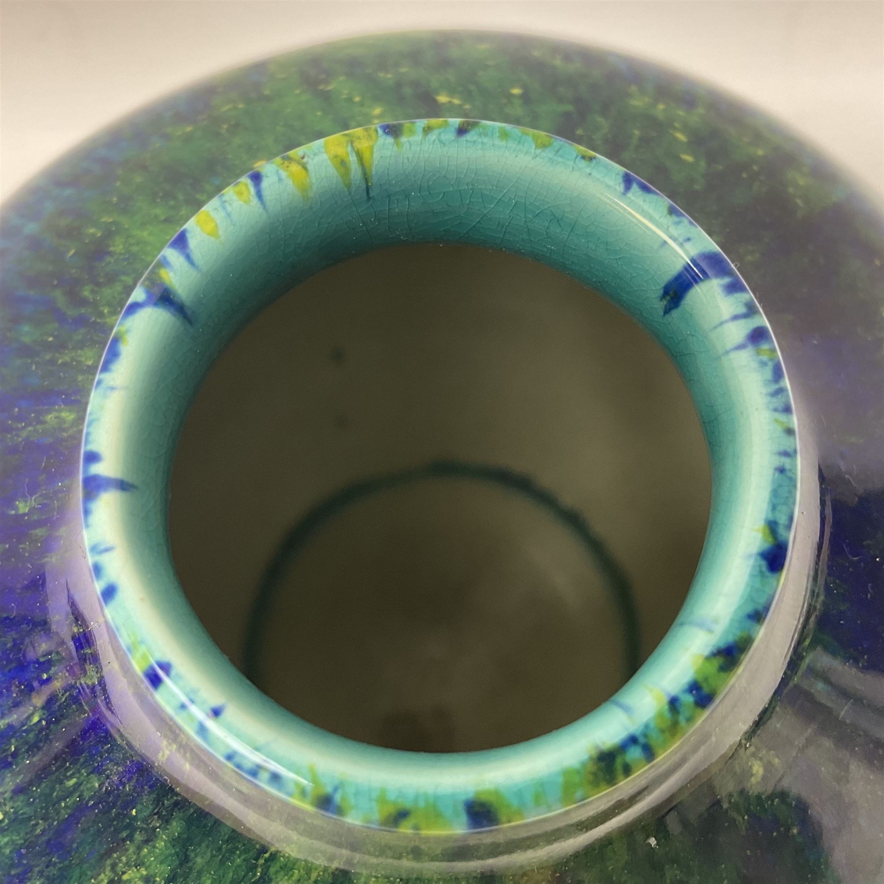 Boch Freres vase, of baluster form, with mottled blue/green glaze, H20cm