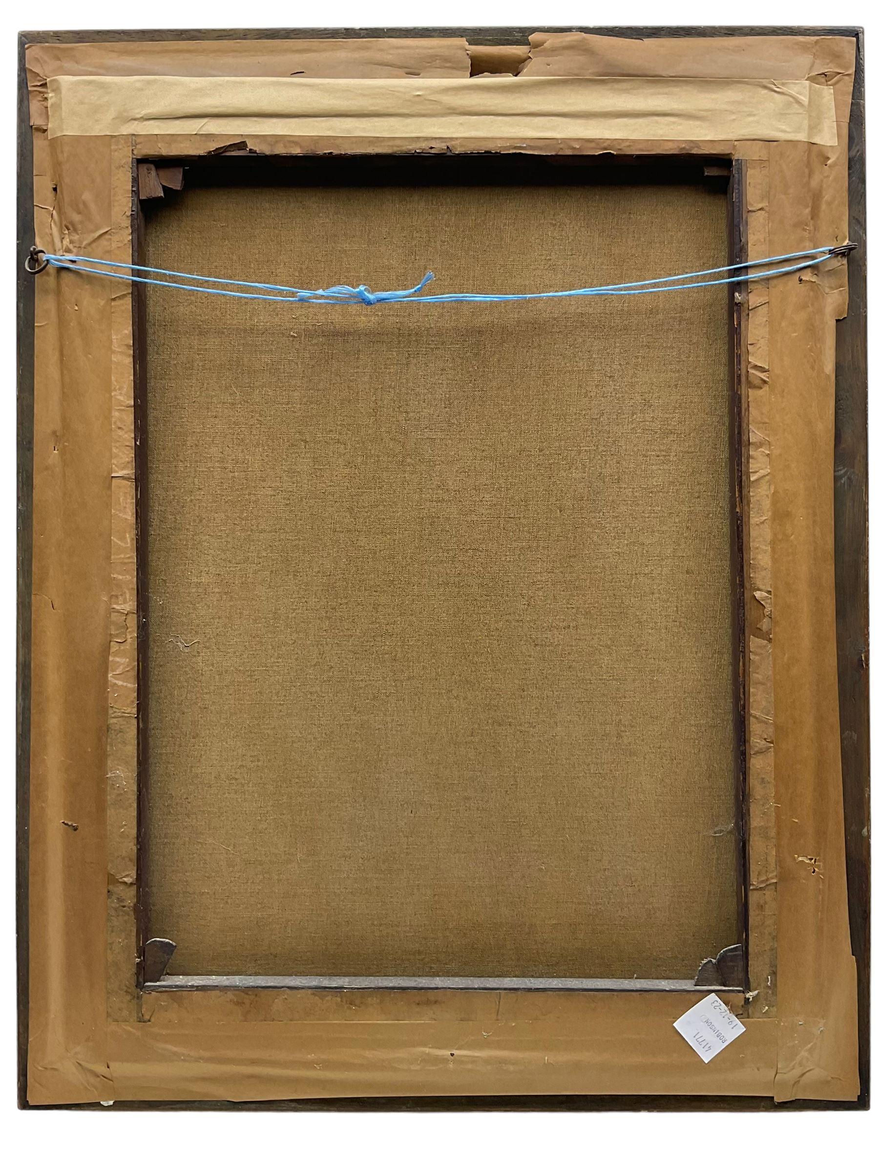 Anton Hölperl (Czech/Austrian 1820-1888): Girls Spinning, Embroidering and Grinding Coffee in Traditional Gowns, set three oils on canvas signed and dated 1863, 57cm x 43cm (3)