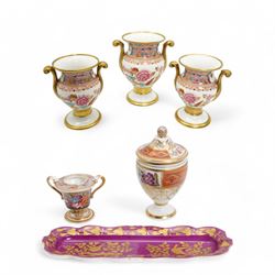 Early 19th century Spode vase and garnit