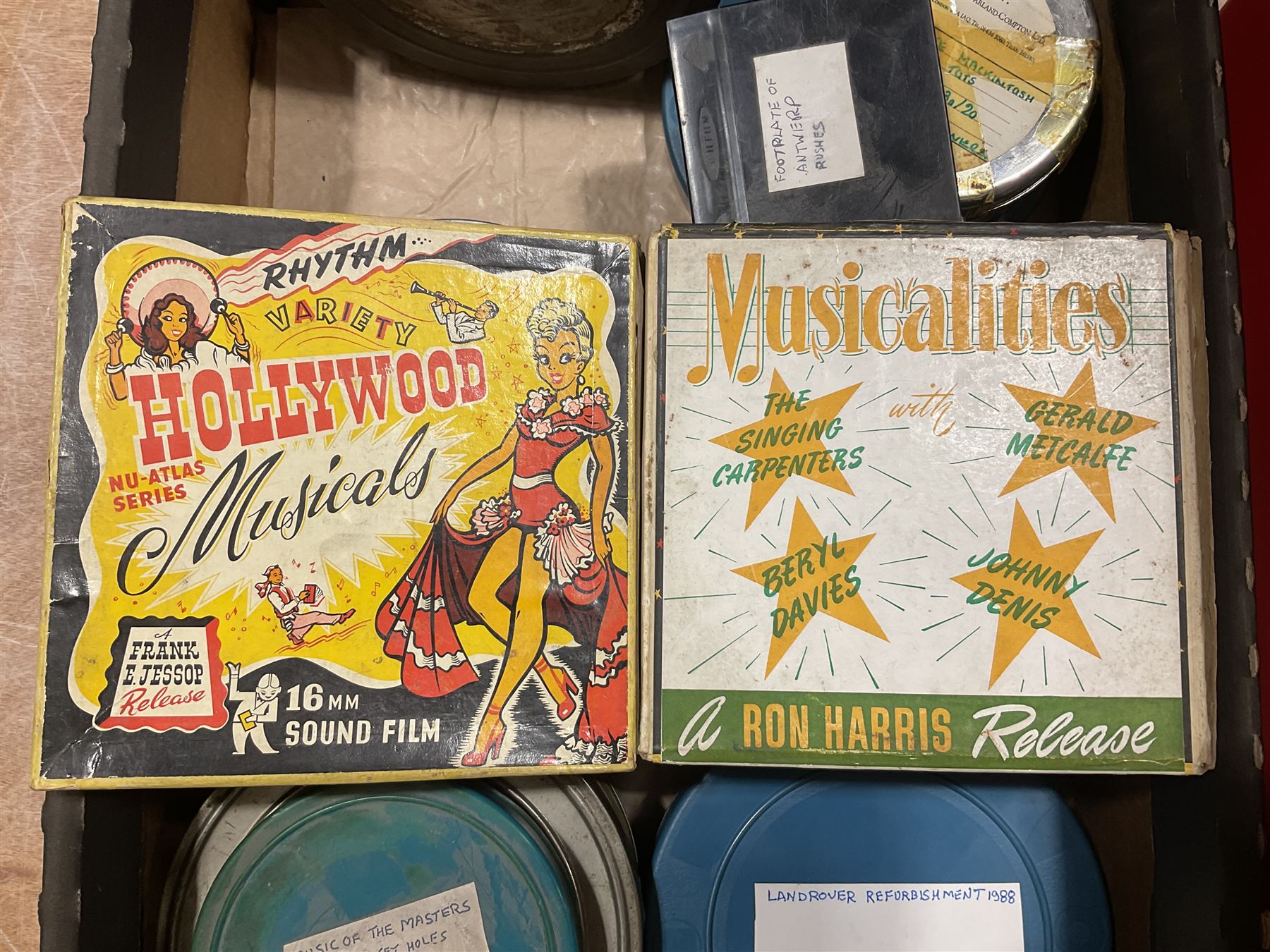 Mixed Selection of 16mm Cine Film, including Laurel and Hardy, the coronation, red arrows, LMS films, etc, two boxes