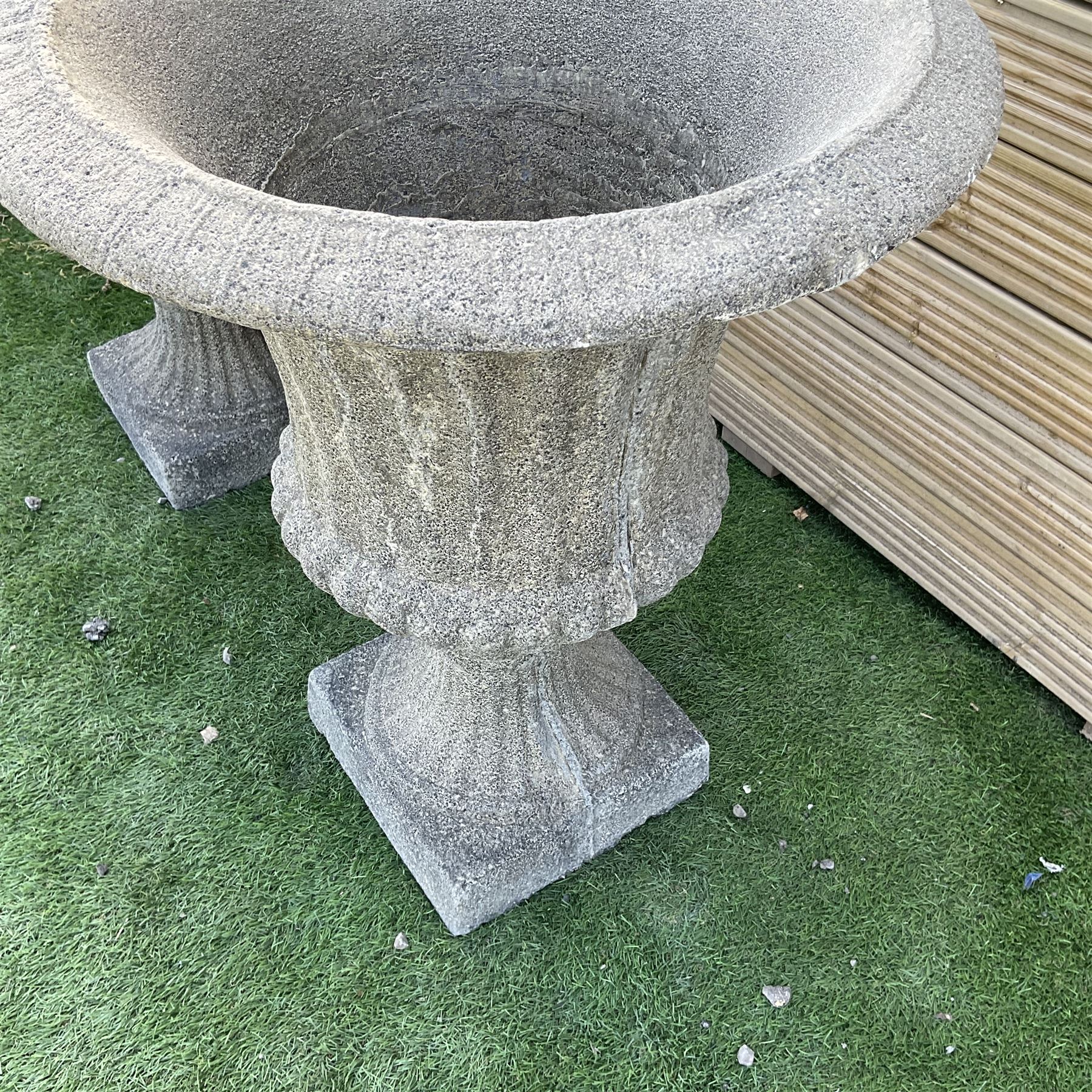 Pair of large cast stone garden urns, D60, H75 - THIS LOT IS TO BE COLLECTED BY APPOINTMENT FROM DUGGLEBY STORAGE, GREAT HILL, EASTFIELD, SCARBOROUGH, YO11 3TX