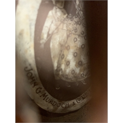 John Murdoch & Co. 'The Maidstone' three-quarter size violin with 33.5cm two-piece maple back and ribs and spruce top, bears label, 55cm overall, in original ebonised wooden 'coffin' case with two bows 