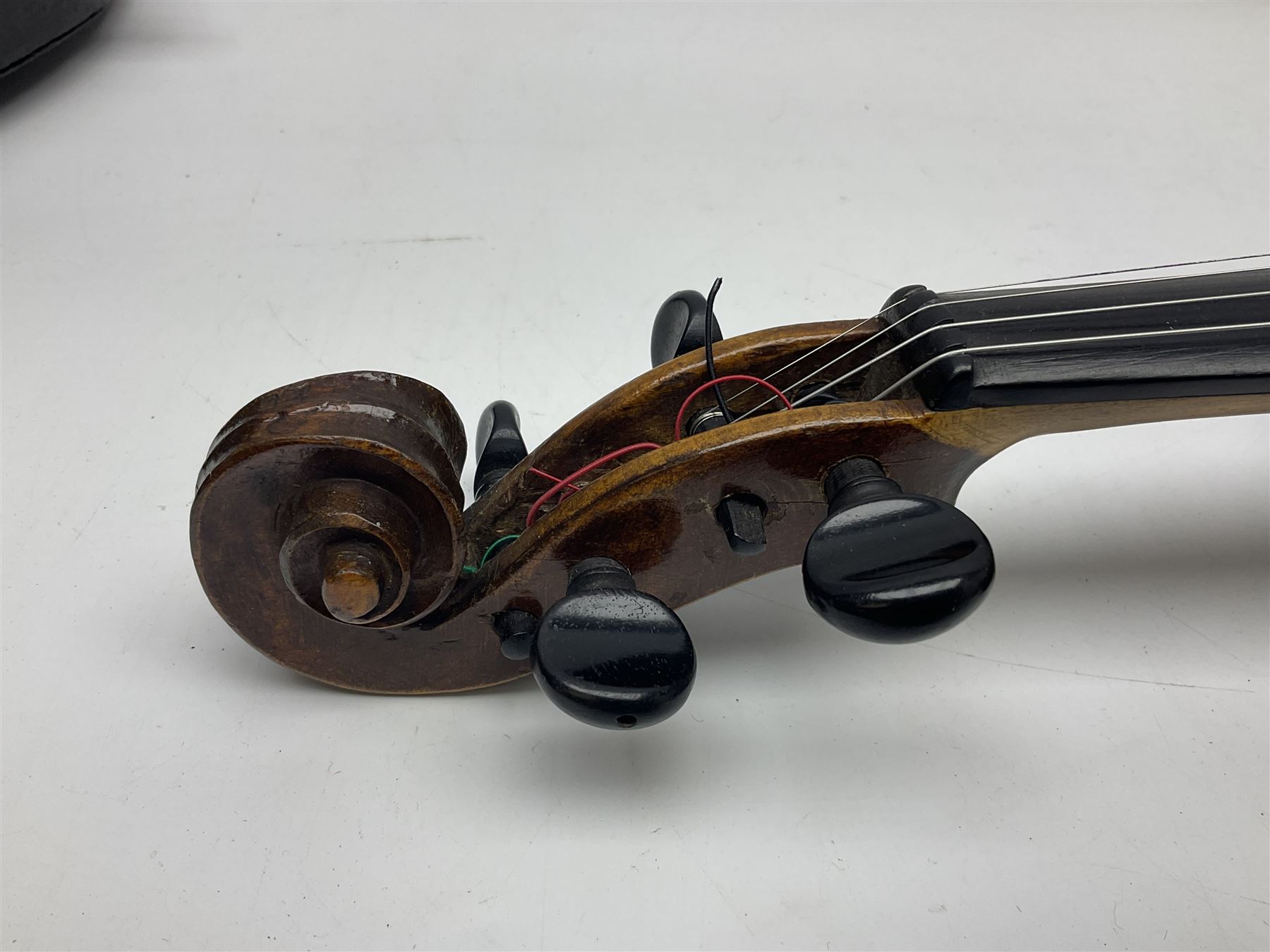 German trade violin c1900 stamped PAGANINI with 35.5cm two-piece maple back and ribs and spruce top L58.5cm overall; in carrying case; and another German trade violin for spares or repair; in carrying case (2)