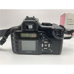 Canon EOS Digital Rebel camera body, serial no. 1960505067, with 'Canon Zoon EF-S 18-55mm 1:3.5-5.6 II' lens, in original box 