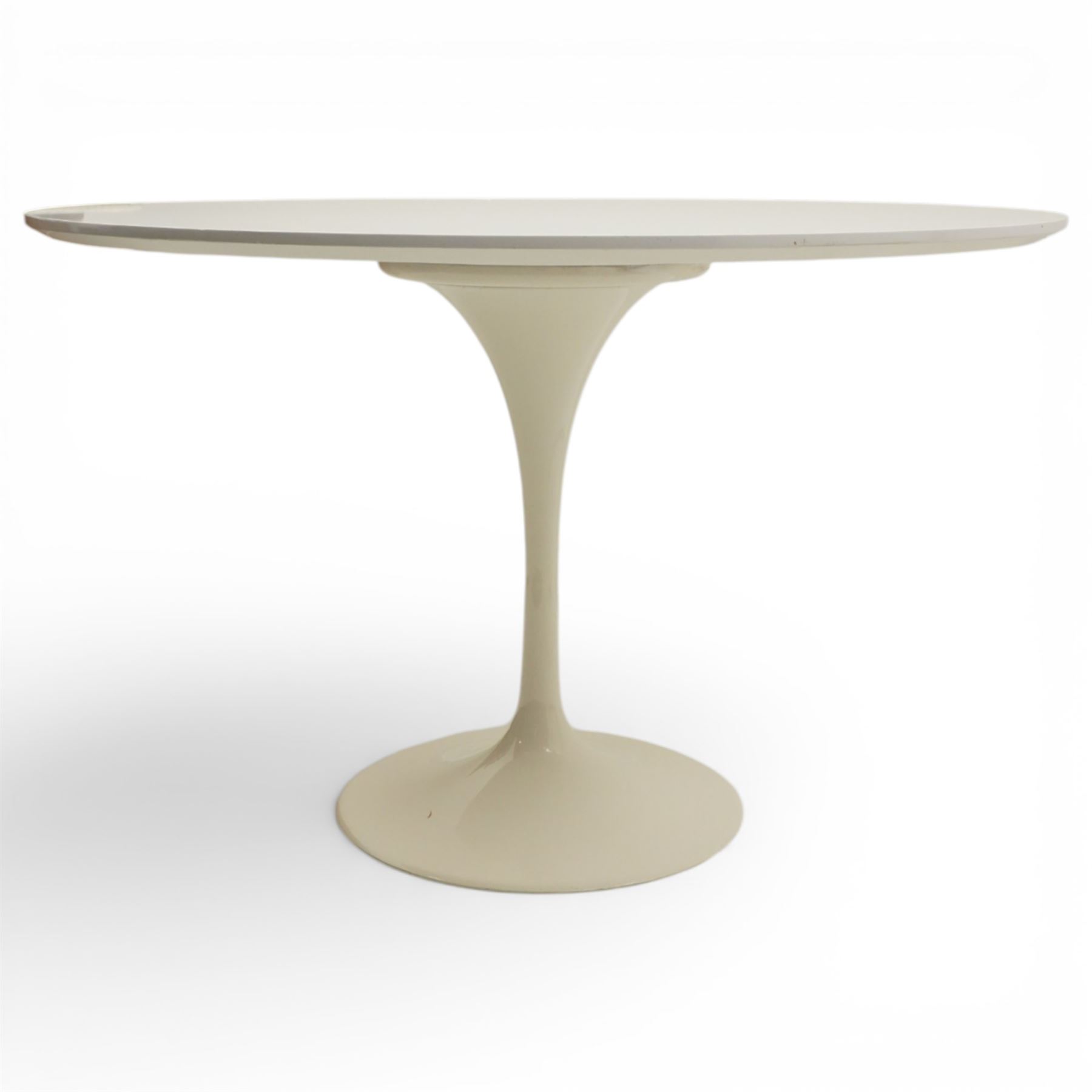 Eero Saarinen (1910-1961) for Knoll - 'Saarinen' tulip dining table, gloss white finished top, raised on a tulip shaped aluminium base with a Rilsan-coating
