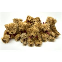 Ten Russ Gregory teddy bears designed by Carol-Lynn Rossel Waugh including one Baby Gregory, largest H8