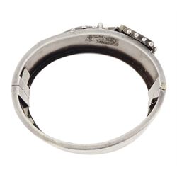 Victorian silver hinged buckle bangle by Robert James Dick, Birmingham, 1886 