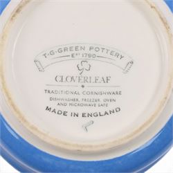 Collection of TG Green Cornishware blue and white, including teapot, two covered jars, cups and saucers etc 