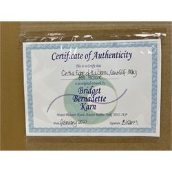 Bridget Bernadette Karn (Yorkshire Contemporary): ‘On the Edge of the Storm - Cow and Calf Ilkley’, wool and felt collage, signed titled and dated February 2021 verso 103cm x 162cm