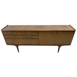 Meredew - mid-20th century teak sideboard, fitted with three drawers and two cupboards