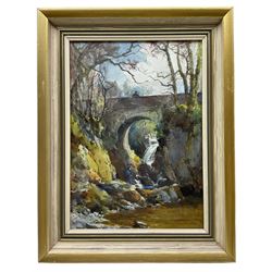 Owen Bowen (Staithes Group 1873-1967): The Faggot Gatherers & The Stone Bridge, pair watercolours highlighted in white one signed and dated 1902, 34cm x 24cm (2)