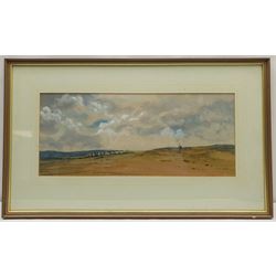 Brian Irving (British 1931-2013): Herding Sheep on the Yorkshire Dales, watercolour signed 22cmx 50cm