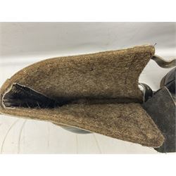 Pair of German winter snow boots, leather and felt with wooden soles; together with a replica WW2 German Luftwaffe car pennant (3)