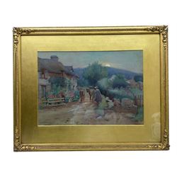 A Maud Randall (British fl.1904-1940): Leading the Cows, watercolour indistinctly signed 3...