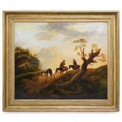 Attrib. Thomas Barker of Bath (British 1769-1847): Travellers on a Country Lane, oil on canvas indistinctly signed 64cm x 77cm
