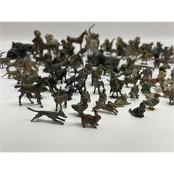 Collection of miniature cold painted bronze and similar animals, to include birds, sheep, horses etc 