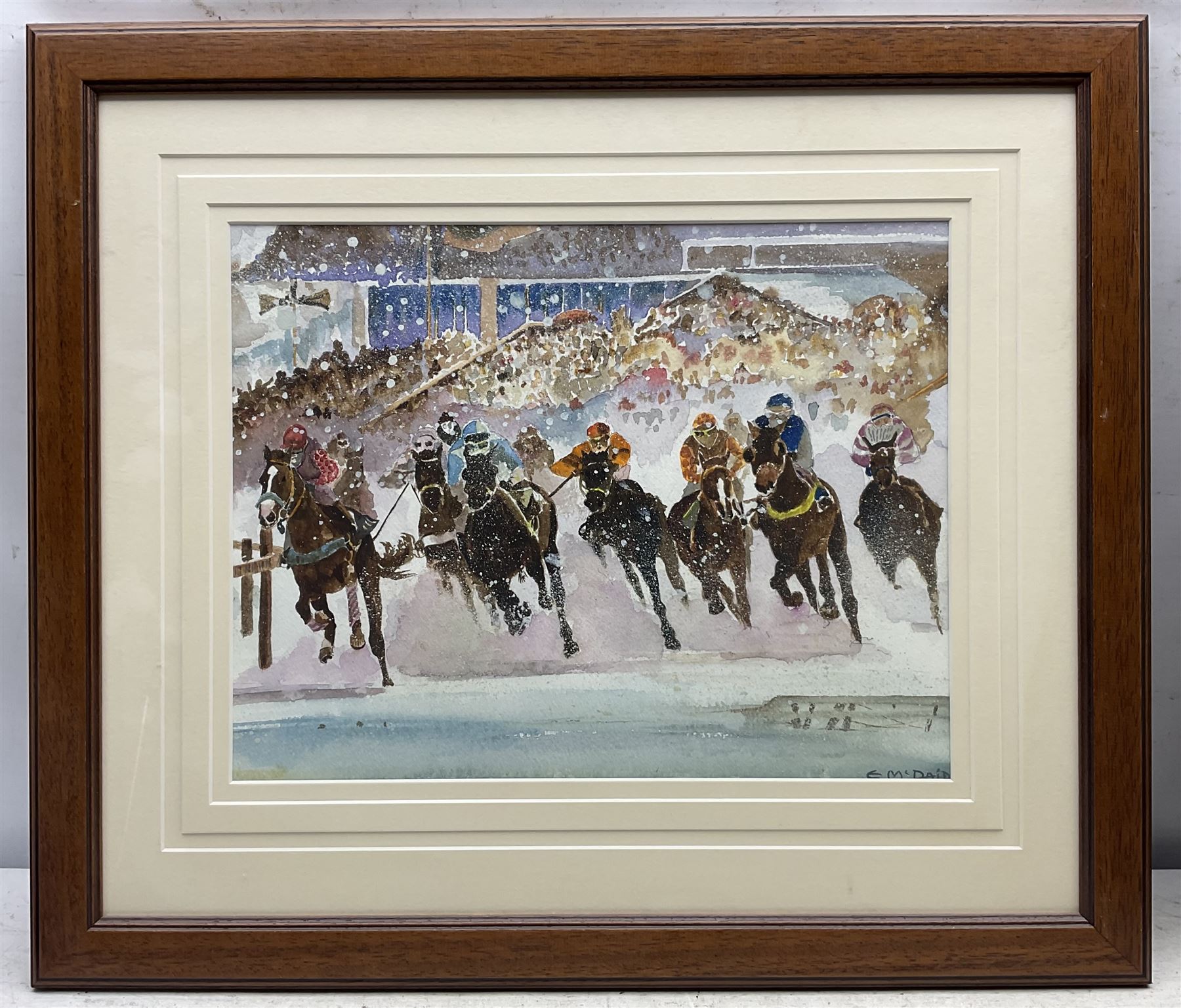 Edward McDaid (British 20th Century): 'Snowball's Chance', watercolour signed, titled verso 29cm x 38cm; Karl Avison (British 20th Century): A Chestnut Mare, watercolour signed and dated 1993, 37cm x 33cm (2)