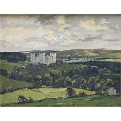 George Graham (British 1881-1941): Castle Bolton, oil on canvas signed and dated 1921, 26cm x 34cm