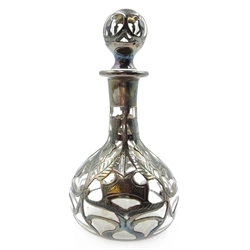  Victorian silver etui engraved with scrollwork, inscribed 'G Nutt May 1863', Birmingham 1855, H6cm, a silver overlay clear glass scent bottle inscribed 'Mary Nutt 1907' a silver Thimble in case, Chester 1901 and another (4)  