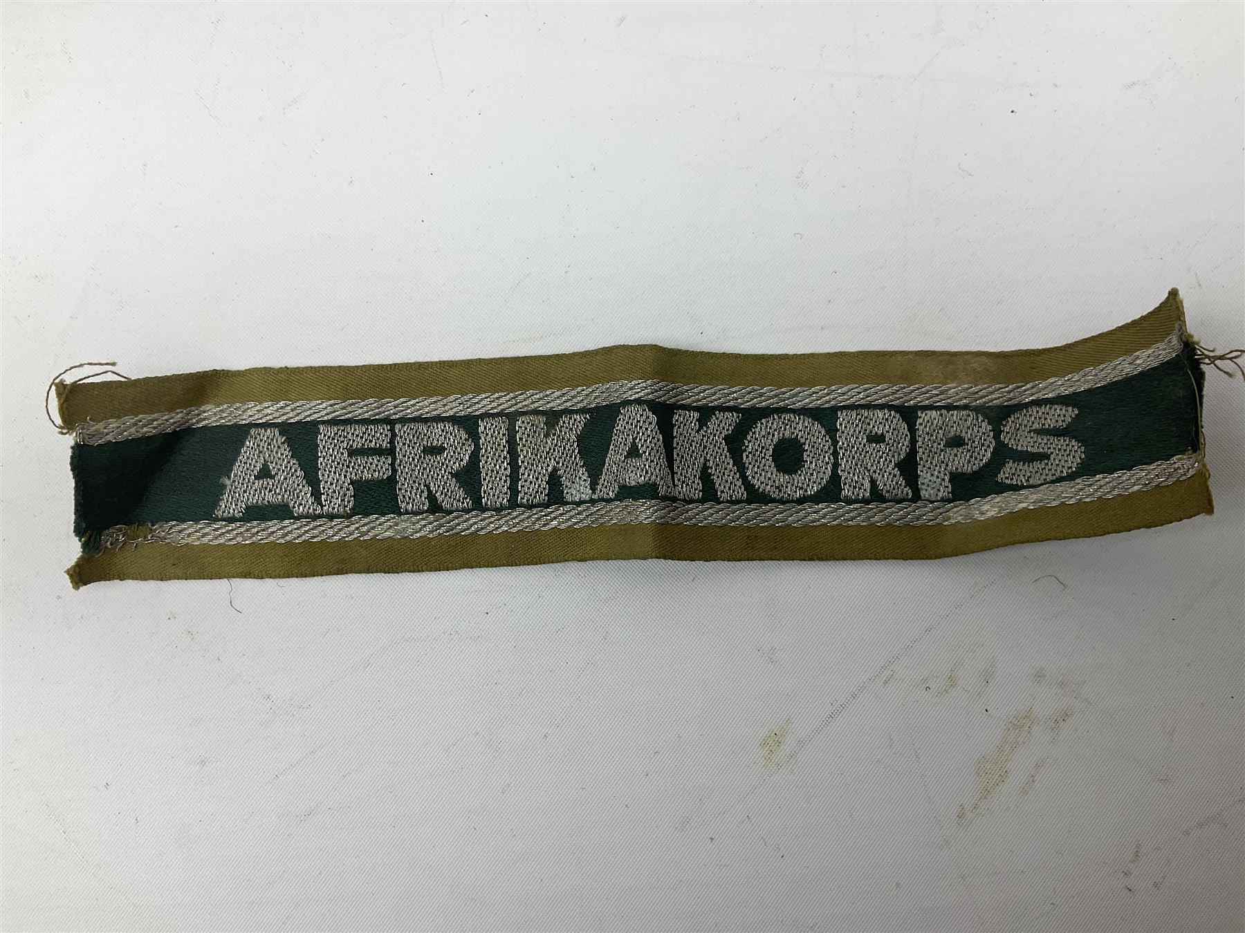 WW2 German DAK M42 Army Field Cap stamped G. Teufel Sohn Tuttlingen M/42 55; and Afrikakorps cuff title (2)