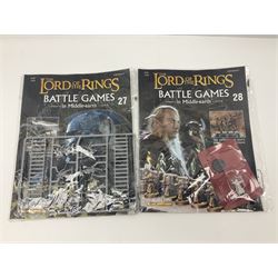 DeAgostini Lord of the Rings Battle Games in Middle-Earth magazines, issues 1 - 28 (lacking no.2), with models, all but one unopened, unbuilt and unpainted (27)