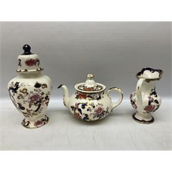 Mason's Mandalay ceramics comprising teapot, jug, covered urn and trinket dish, urn H24cm