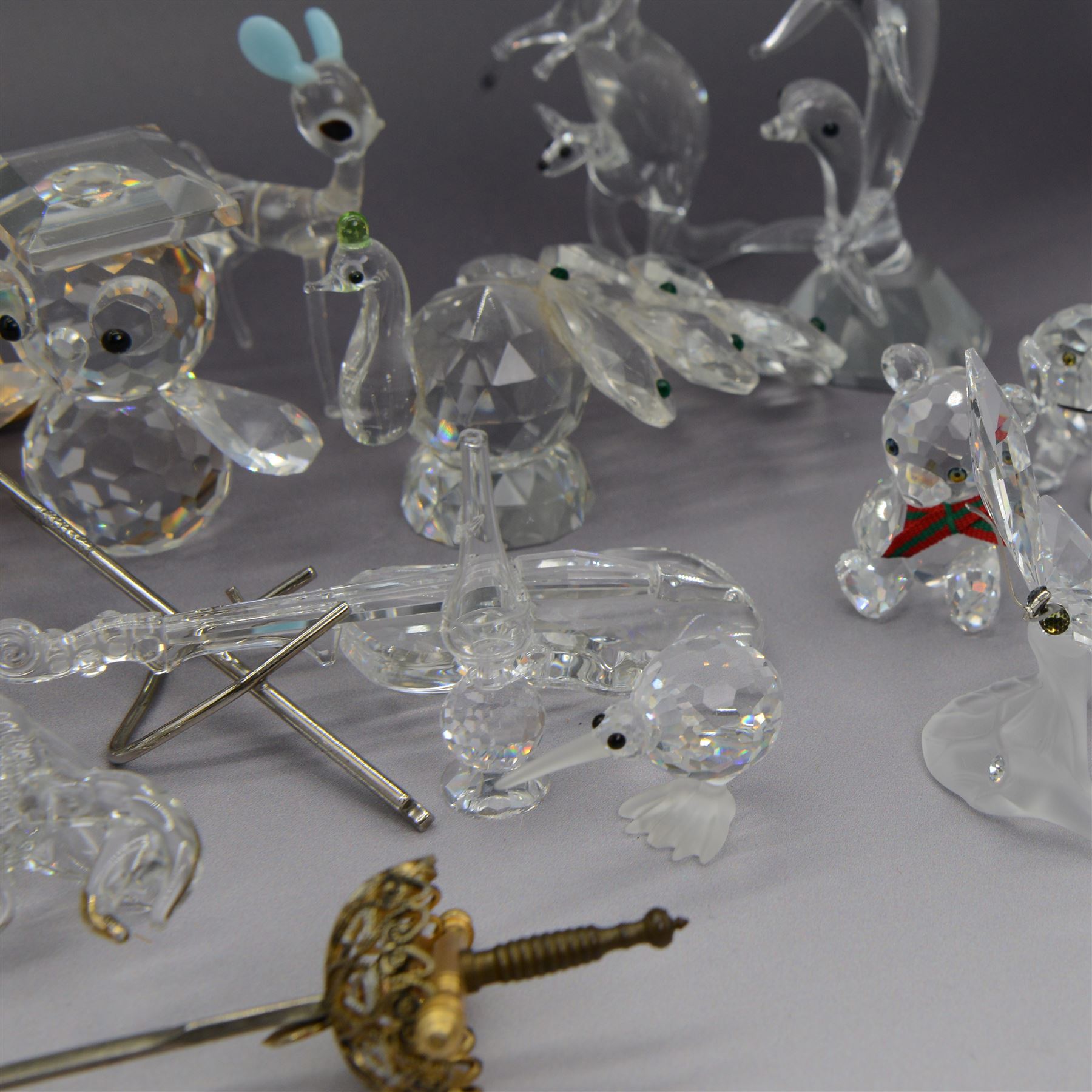 Collection of  Swarovski and similar figures, including Seal, Cockerel, Koala, Turtle etc 