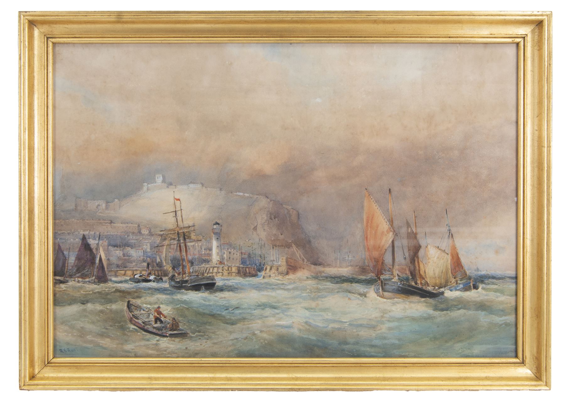 Robert Ernest Roe (British 1852-c1921): Busy Shipping off Scarborough, watercolour signed 52cm x 76cm
Provenance: private collection, purchased David Duggleby Ltd 9th September 2016 Lot 46