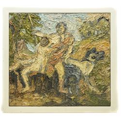 Barry De More (Yorkshire 1948-2023) after Titian (Italian ?-1576): 'Venus and Adonis', oil on board signed titled and dated 2013 verso 45cm x 48cm
Provenance: consigned by the artist's widow