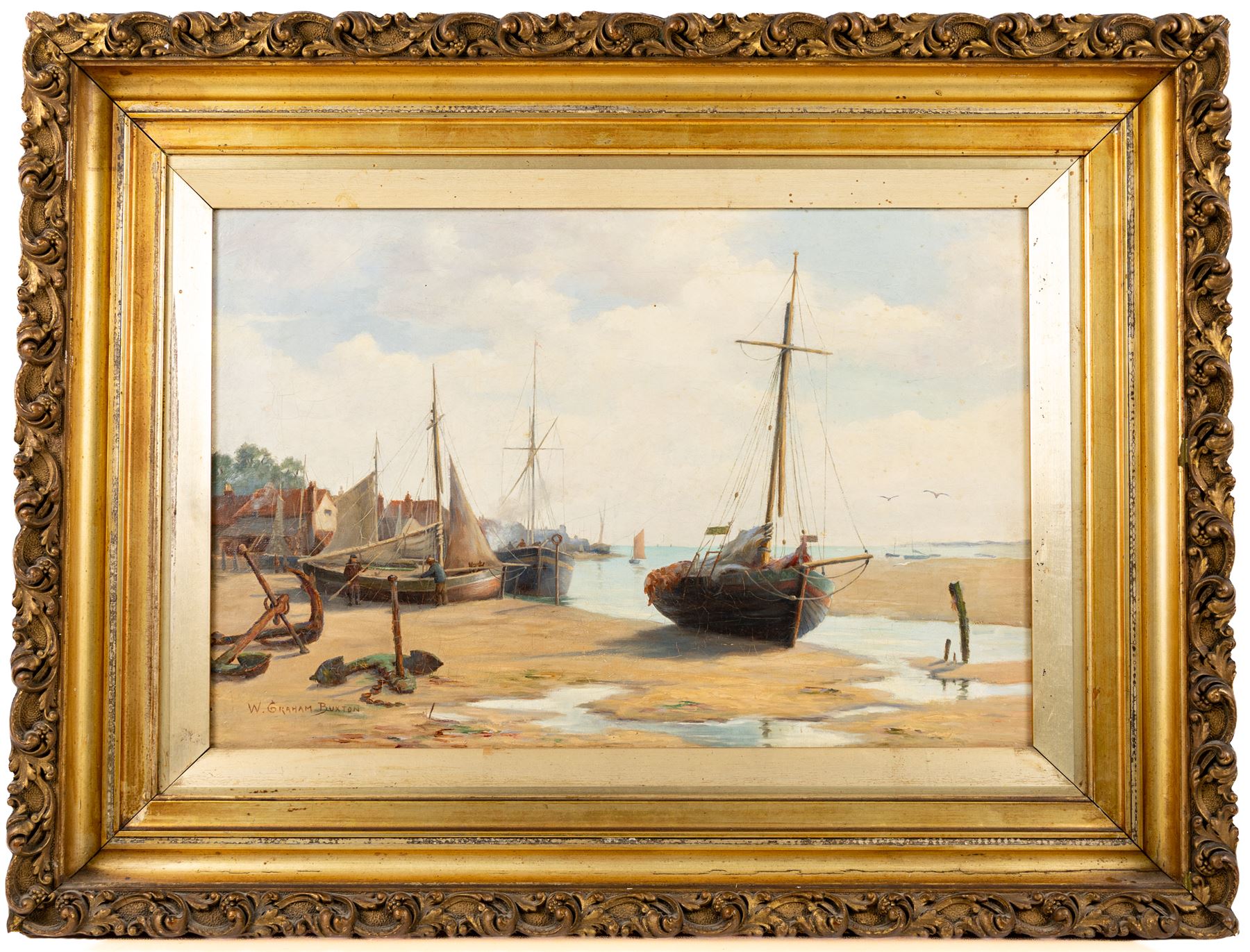 William Graham Buxton (British 1858-1926): On the Essex Coast, oil on canvas signed 35cm x 52cm