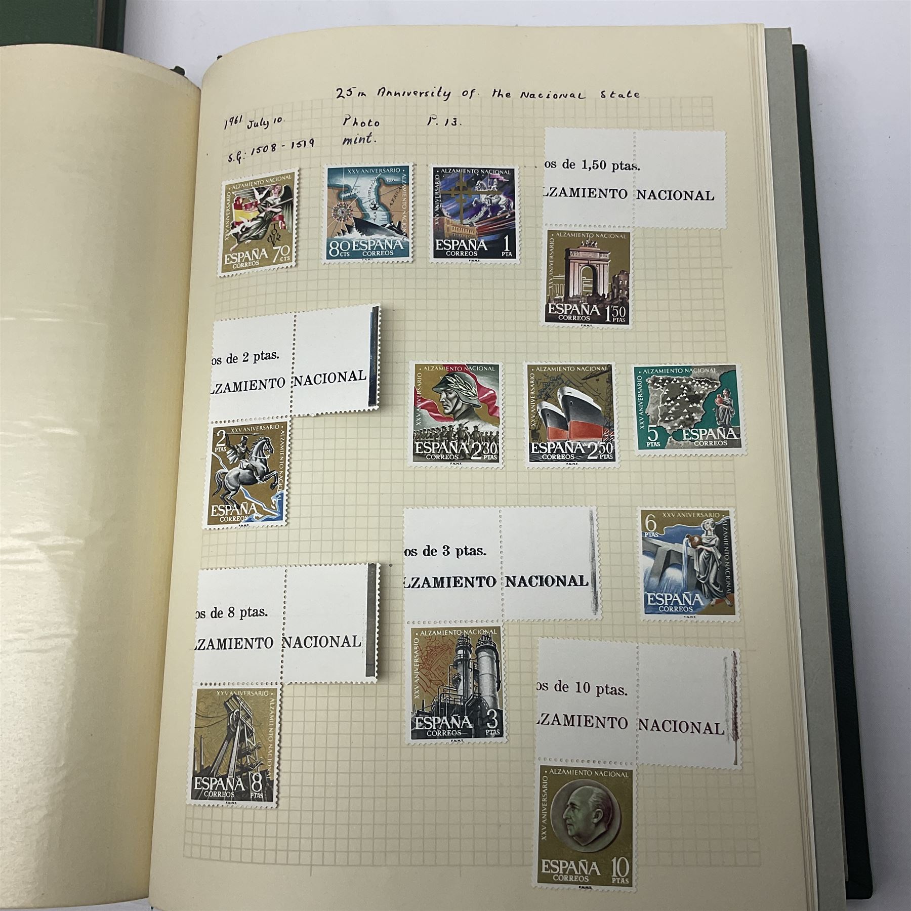 1850s and later mostly Spanish stamps including, imperf examples, some mint stamps, commemorative issues etc, housed in two albums 