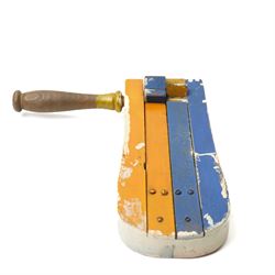 Vintage wooden bird scarer with later painted decoration