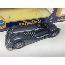 Five Corgi Batmobile die-cast vehicles from the DC Comics collection, to include 1940’s DC Comics BMBV2 1:18 and BMBV1 1:24 scale Batmobiles, all in original boxes 