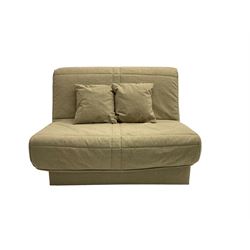 Slumberland - two seater fold out sofa bed upholstered in neutral fabric