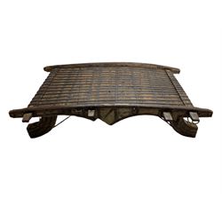 19th century Indian elephant 'Howdah' saddle, hardwood and iron bound 