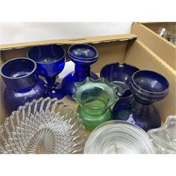 Collection of Bristol blue glass, to include a wine glass rinser with double spout, William Yeoward large wine glass, other vases, together with other glassware to include Caithness National Trust paperweights, Villeroy & Boch tealight holders, art glass vase, Stuart drinking glasses etc