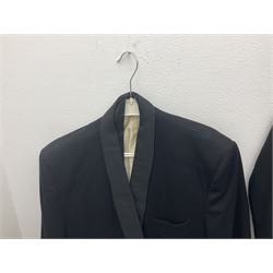 Two gentlemen's black dinner suits, one example tailored by John Collier, together with four further black dinner jackets, (6)