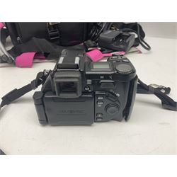 Nikon Coolpix 8700 camera, Sony video camera and Chinon CM-4 camera, with various accessories etc