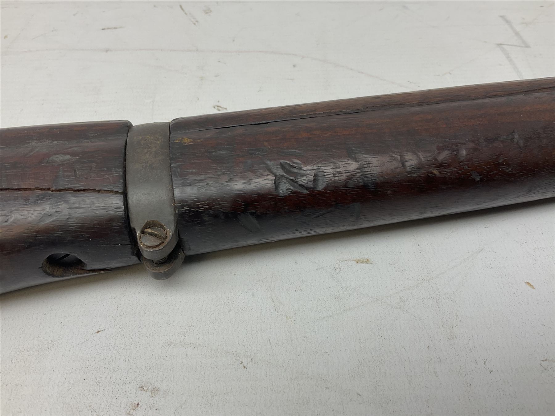 WW1 Lee Enfield SMLE bolt-action rifle, dated 1918, with single barrel band and bayonet fitting L113cm FIREARMS CERTIFICATE REQUIRED OR RFD