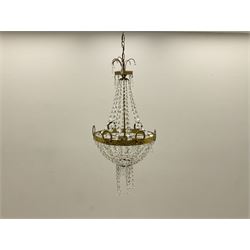 Late 20th century gilt metal and cut glass chandelier, basket form