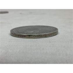 George III 1819 crown coin and six Queen Victoria crown coins dated 1889, three 1890, 1891 and 1900 (7)