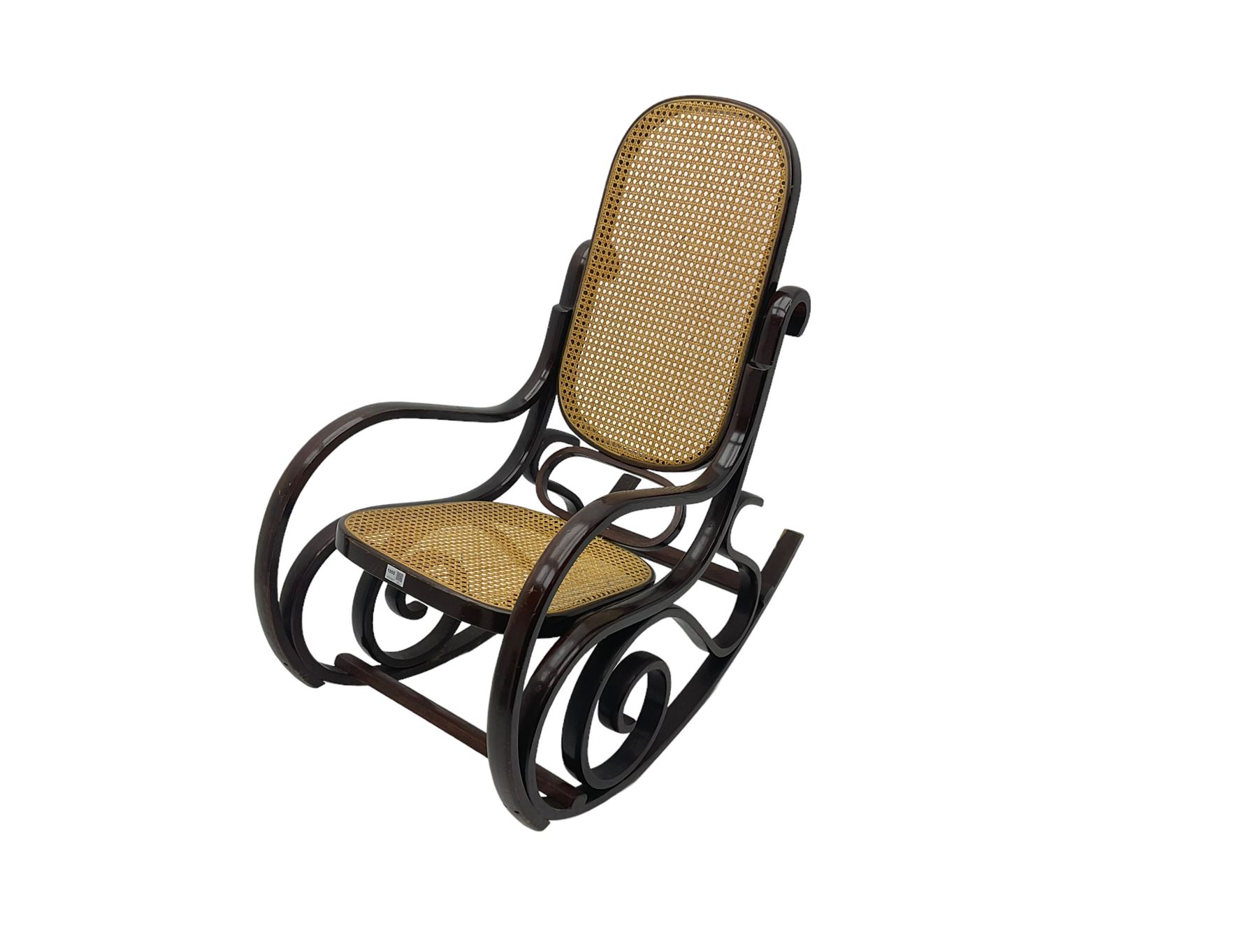 Early 20th century Michael Thonet design bentwood rocking chair, with cane seat and back
